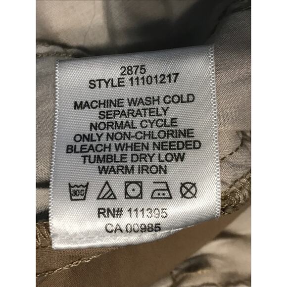 Tory Burch Khaki Frayed Hem Cropped Chino Pants Size 27 Stretch - Picture 9 of 10